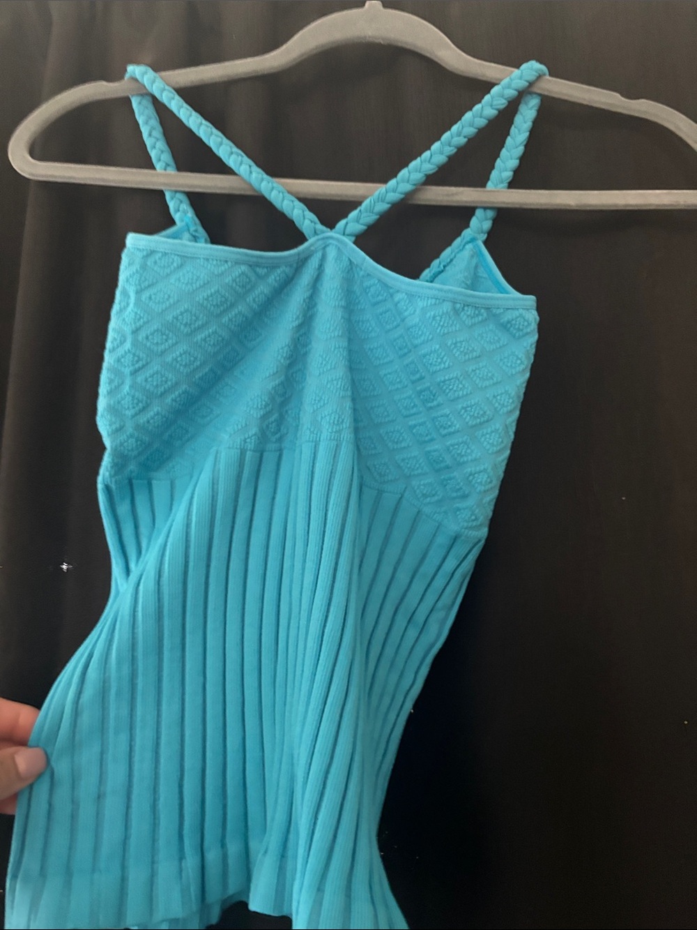 Baby Phat Turquoise Ribbed Tank with Braided Straps & Rhinestone Logo - Picture 5 of 6